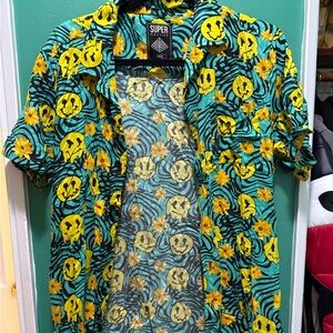Melting smile button up Hawaiian shirt